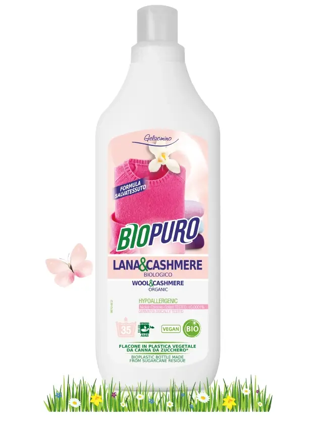 NIVEL SRL SOCIETÀ BENEFIT - Vente Lessives liquides - Biopuro - Détergent biologique laine & cachemire - Jasmin 1 L0