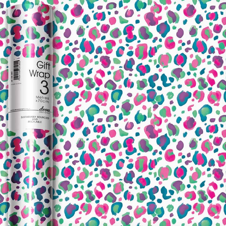 3 m X 70 cm Roll Wrap Neon Leopard - 30 Rolls for wholesale by Deva Designs Ltd