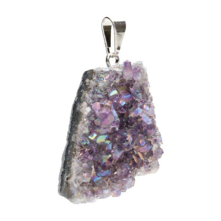 Vives de la Cortada S.L - Wholesale Individual Charm/Pendant - Lilac Aqua Aura Druzy Pendant in Silver Plating1