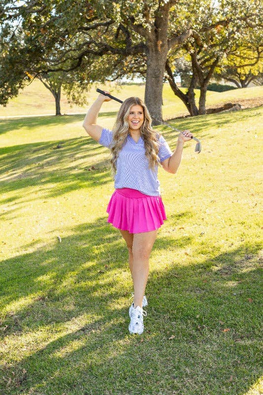 Rib Knit Polo Top, Lavender Purple for wholesale on Faire2