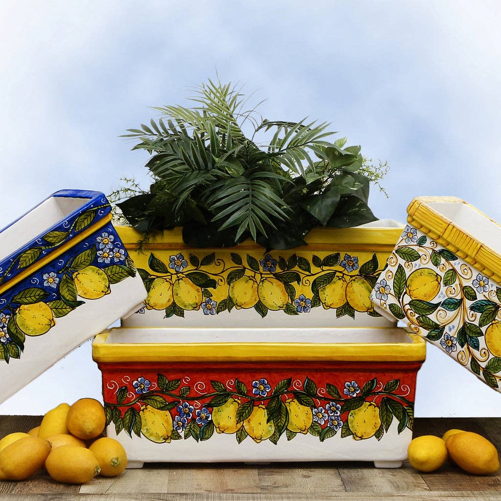 Artistica - Deruta of Italy - Wholesale Planter Box - SICILIA: Jardiniere from Caltagirone YELLOW Lemon Design11