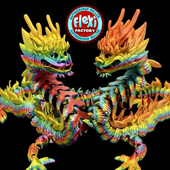Chinese Imperial Dragon 3D Printed Articulated Toy Rainbow for wholesale by NumanPrints