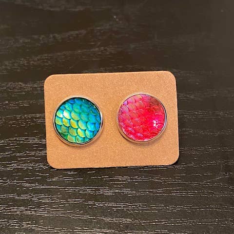 SMA Artistry Creations - Wholesale Stud/Post Earrings - 12mm Mermaid Cabochon Stud Earrings