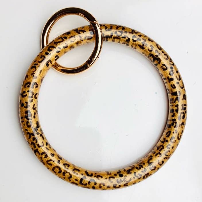 Guld Cheetah Print Nyckelring Armband Set för wholesale av Shop Drip Express