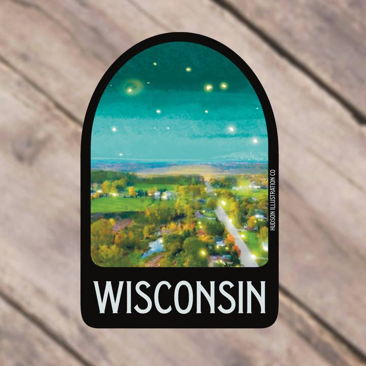 State of Wisconsin Klistermärke/Magnet/Utskrift/Vykort för wholesale av Hudson Illustration Co - About Town Co