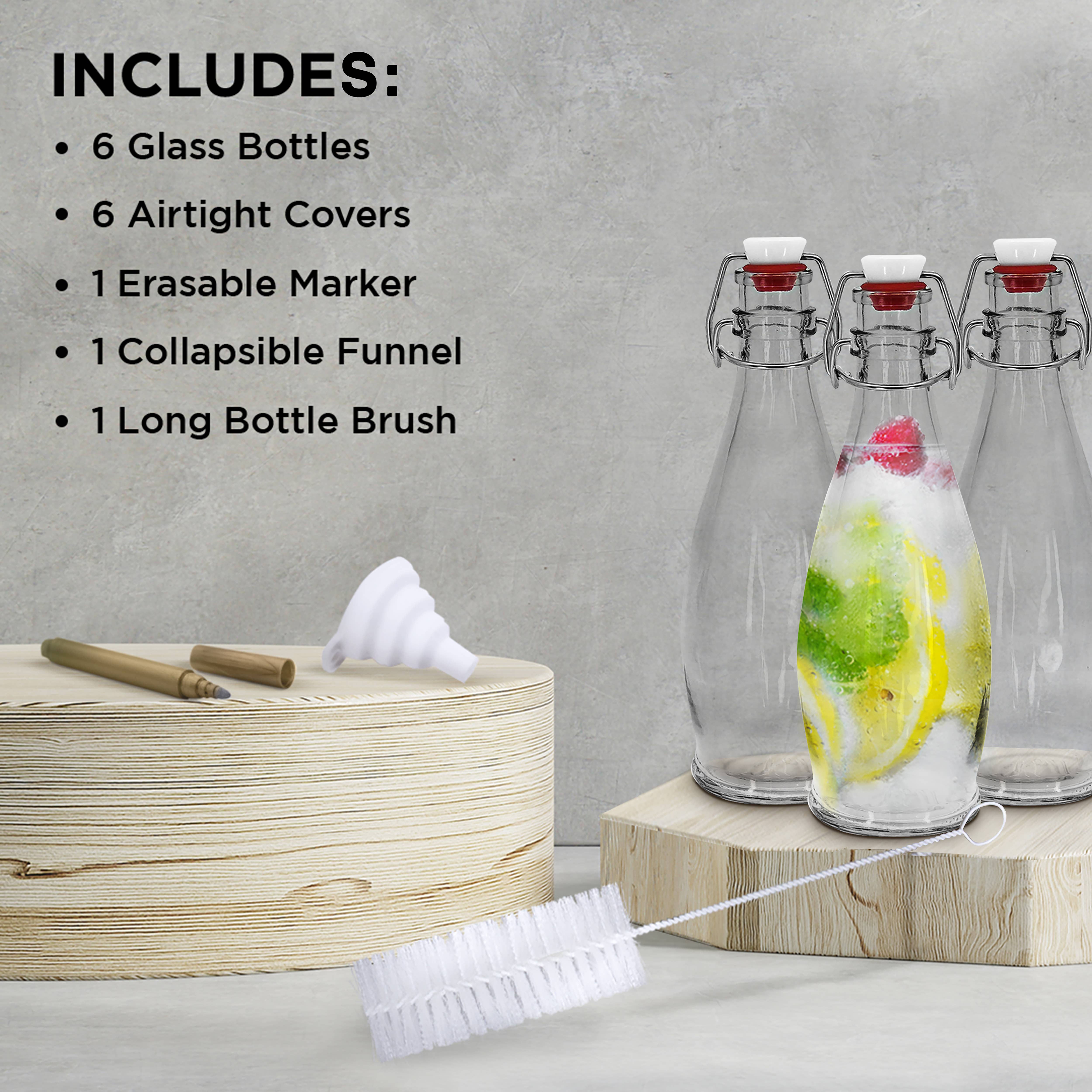 Nevlers - Wholesale Milk/Juice Bottle - Glass Swing Top Bottles - 8.5 oz. Teardrop Design (Set of 6)8