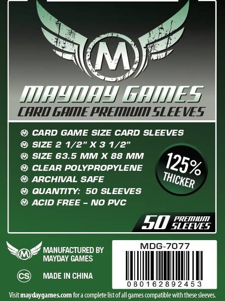 Premium Card Game Sleeves - 50 Pack 63.5 X 88 MM -Dark Green for wholesale by Mayday Games