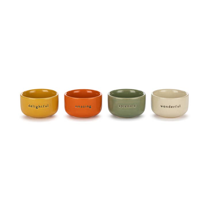 Warm Tones Mini Pinch Bowls 4 Assorted - 2in for wholesale by DEMDACO