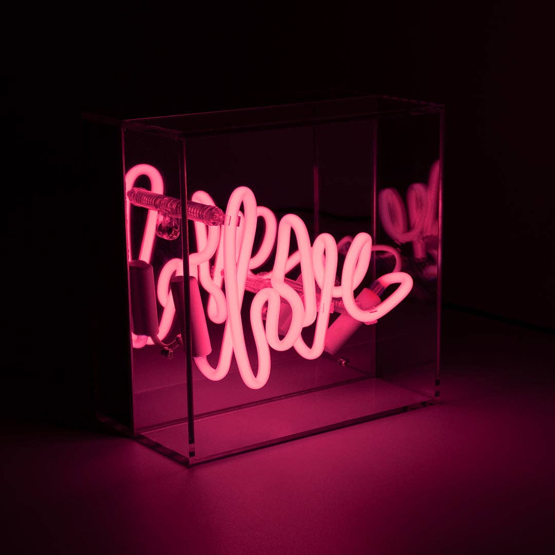 Pink 'Love' Mini Glass Neon Sign for wholesale on Faire4
