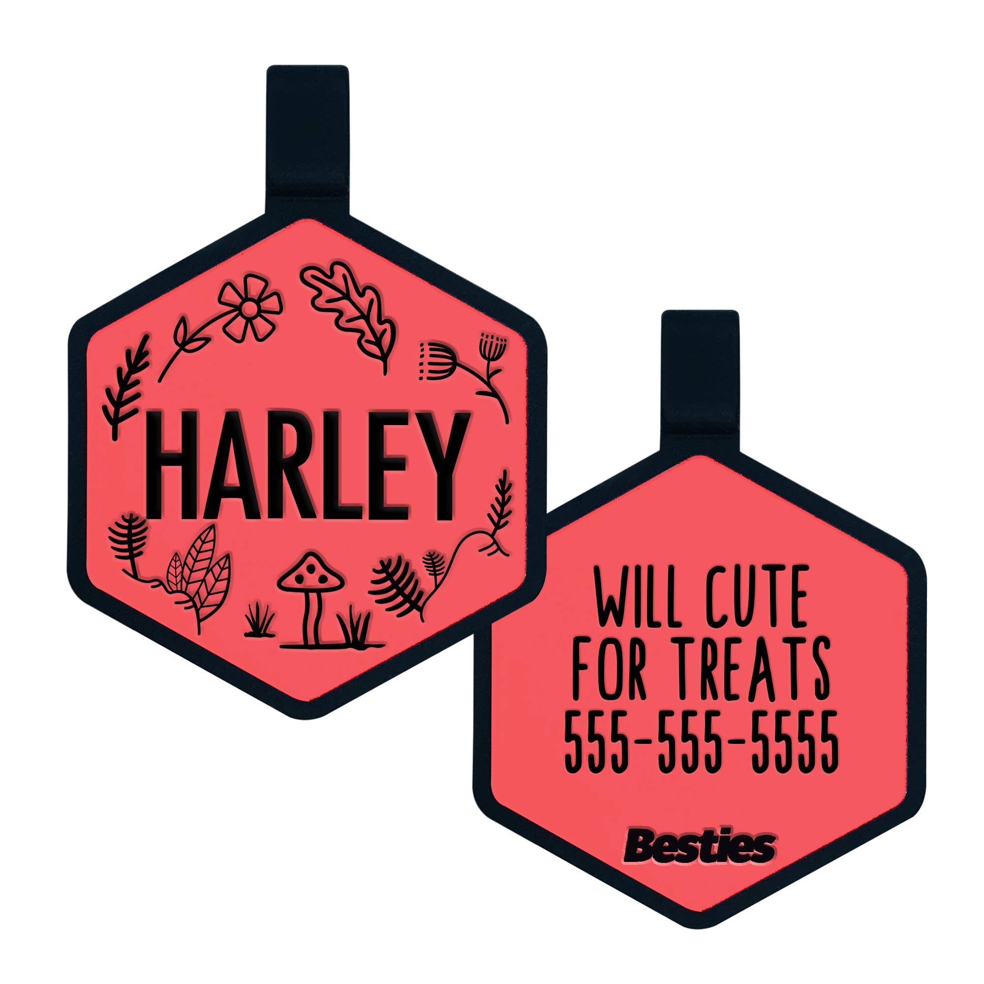 Besties Pets – Großhandel Haustiermarke – Hund – Woodland Silikon-Hundemarke mit Namensgravur15