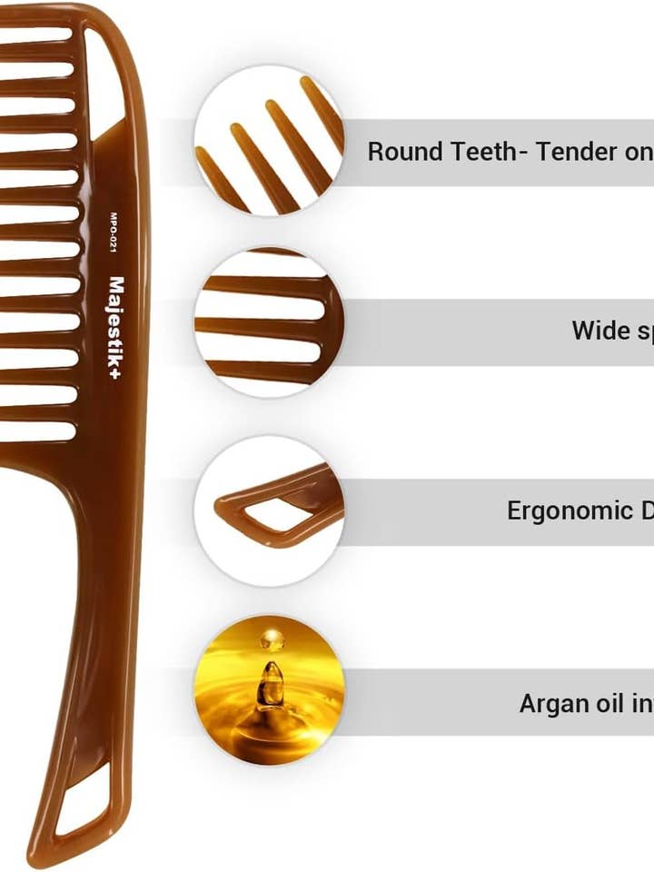 Wide Tooth Hair Comb Argan Oil Infused for wholesale by Majestic Beauty