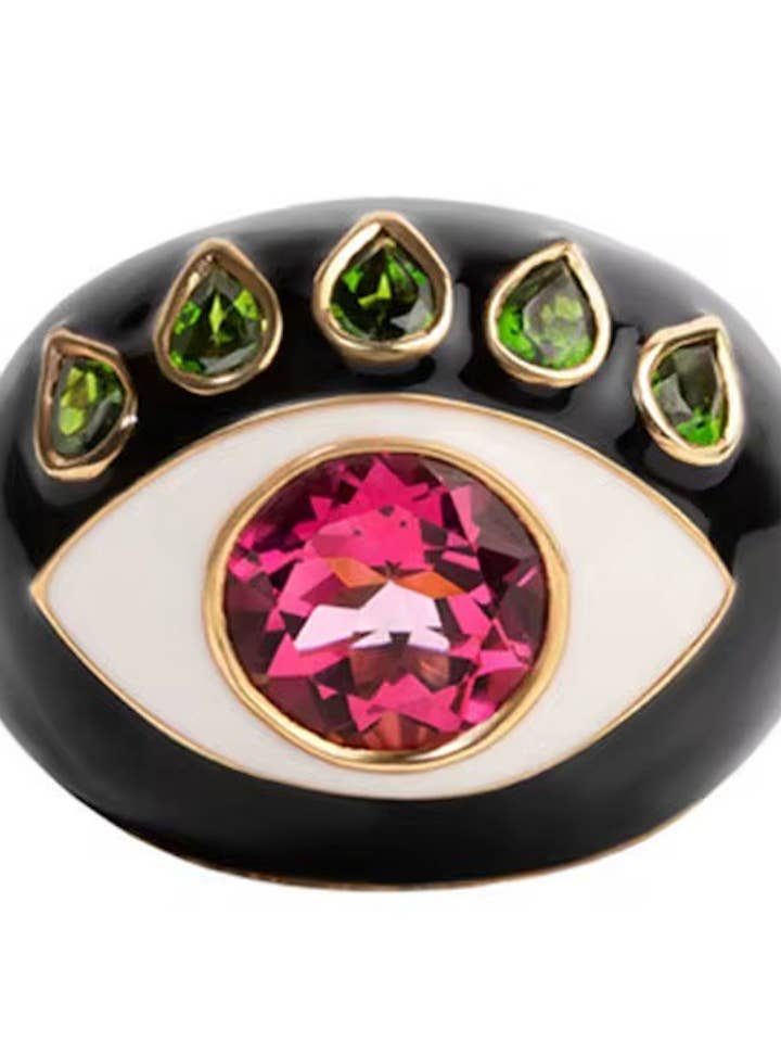 Evil Eye Enamel Adjustable Ring for wholesale by HoopLa