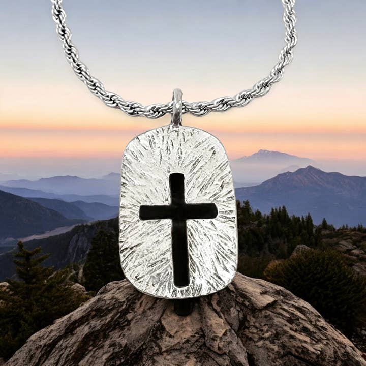 Hammered Texture Double Sided Silver Rope Chain Necklace for wholesale by Forgiven Jewelry