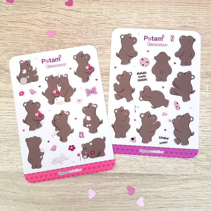 2 Sticker Sheets - Potam in Love for wholesale by Hippopo sur le trône