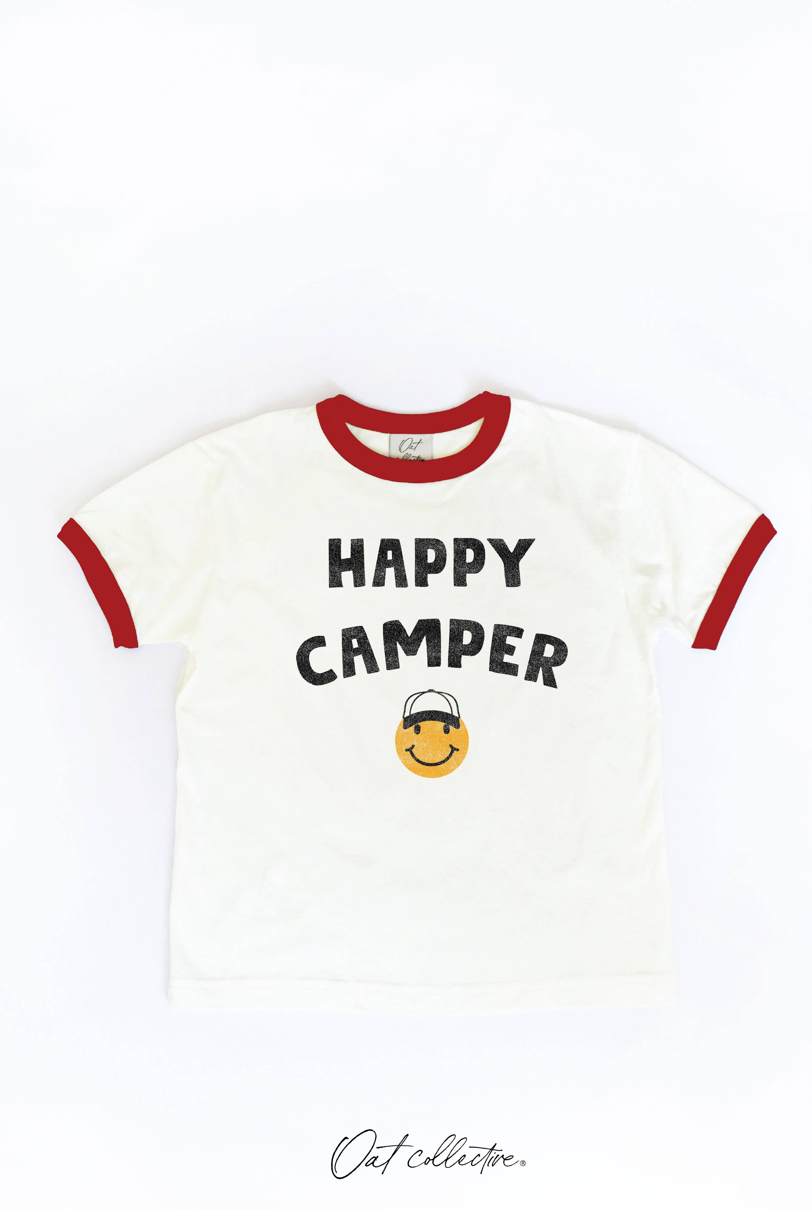 OAT COLLECTIVE – Engroshandel T-shirt med serigrafitryk – til børn – HAPPY CAMPER Ringetrøje til småbørn2