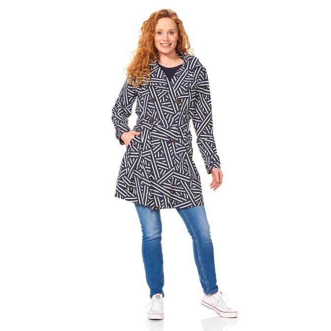 Happy Rainy Days - Venta al por mayor Gabardina - Mujer - French Chaqueta Mujer - Marino y Blanco4