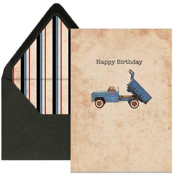 Mod Lounge Paper Company - Wholesale Birthday Card - Blue Vintage Dump Truck Birthday Card