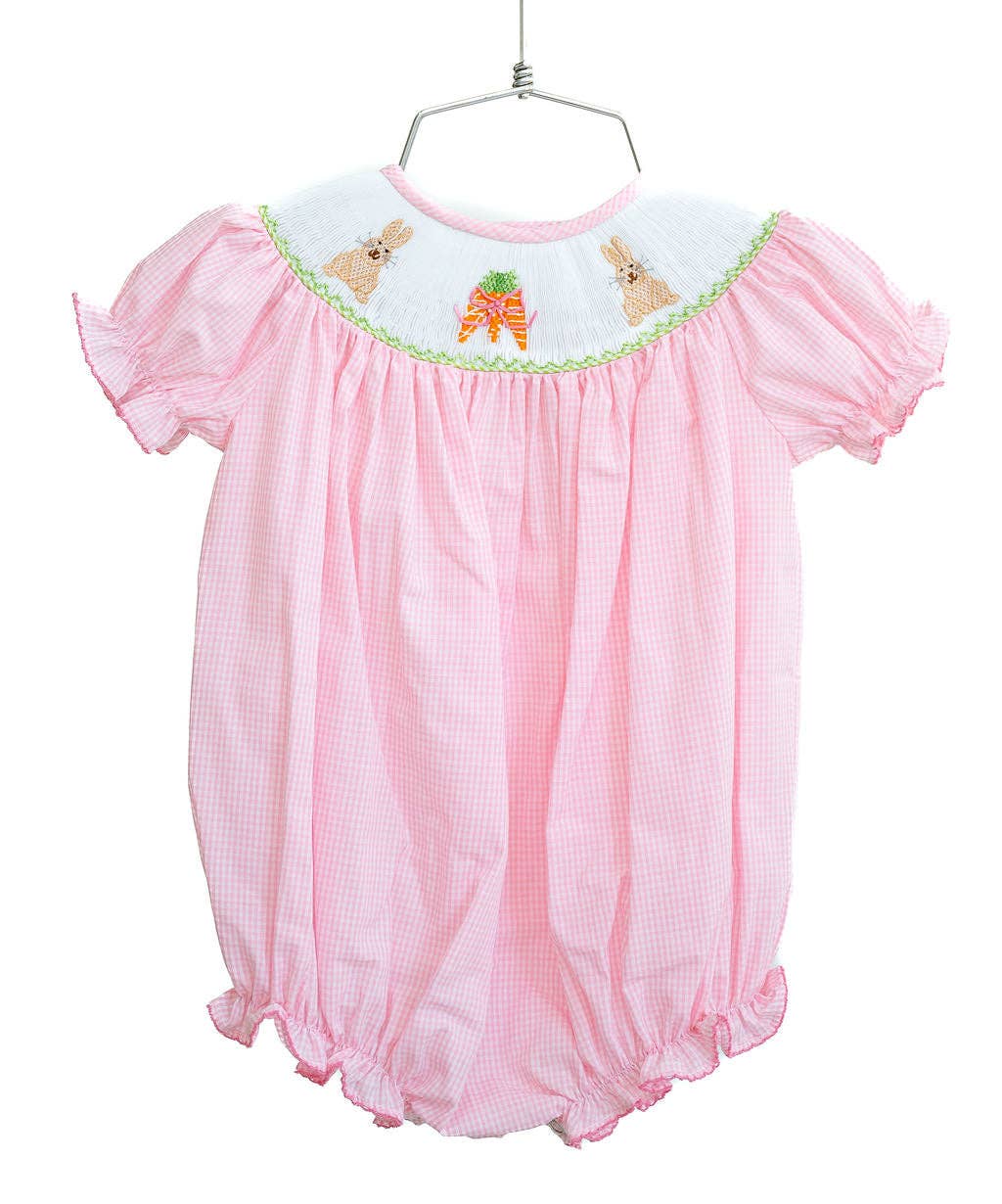 Ruth and Ralph - Wholesale Bodysuit (Non-Footed) - Baby - Easter Bunny and Carrots Smocked Birdie Bubble1