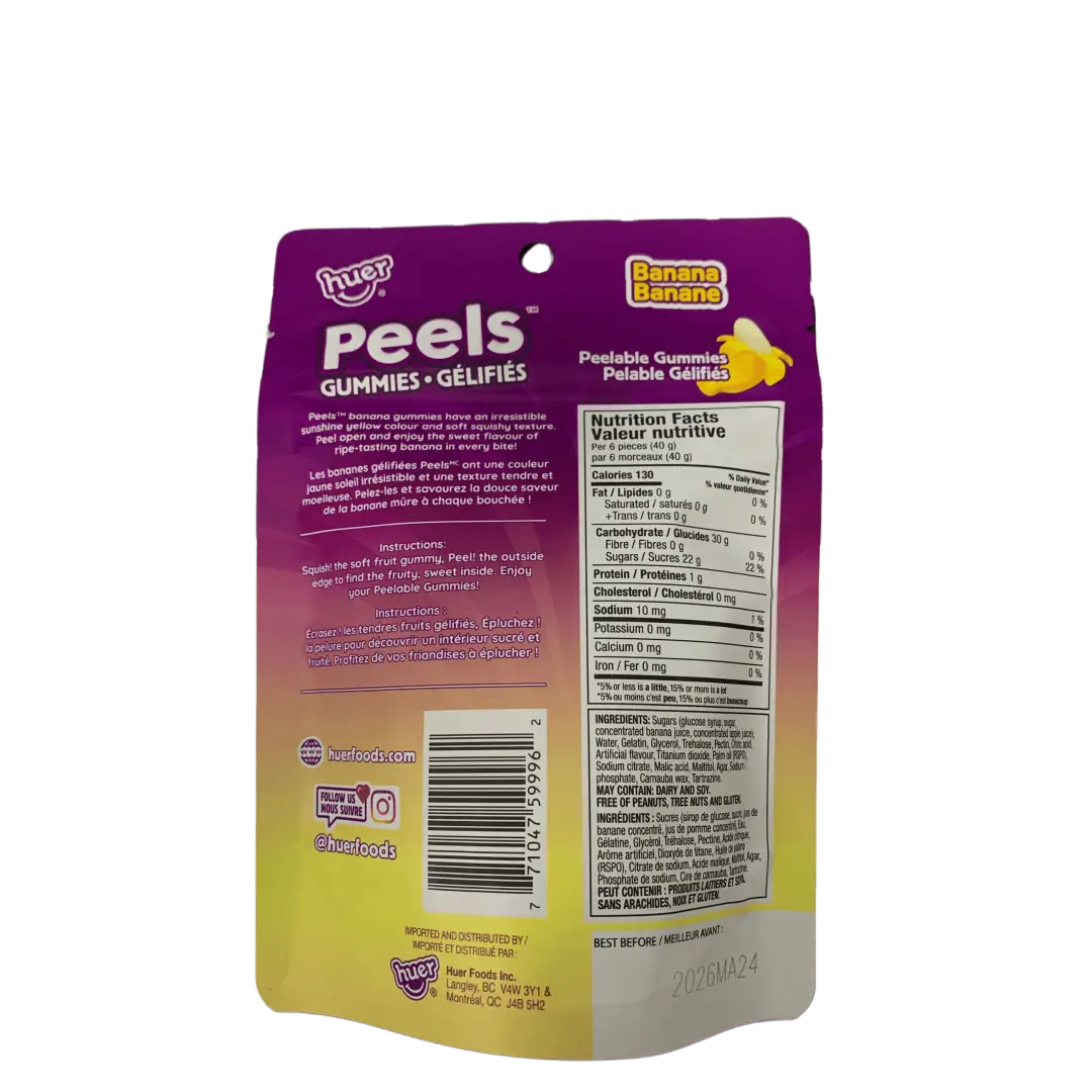 Echo Sales Canada - Wholesale Gummy - Huer Peel Gummies Banana 65G - Canada Edition Each1