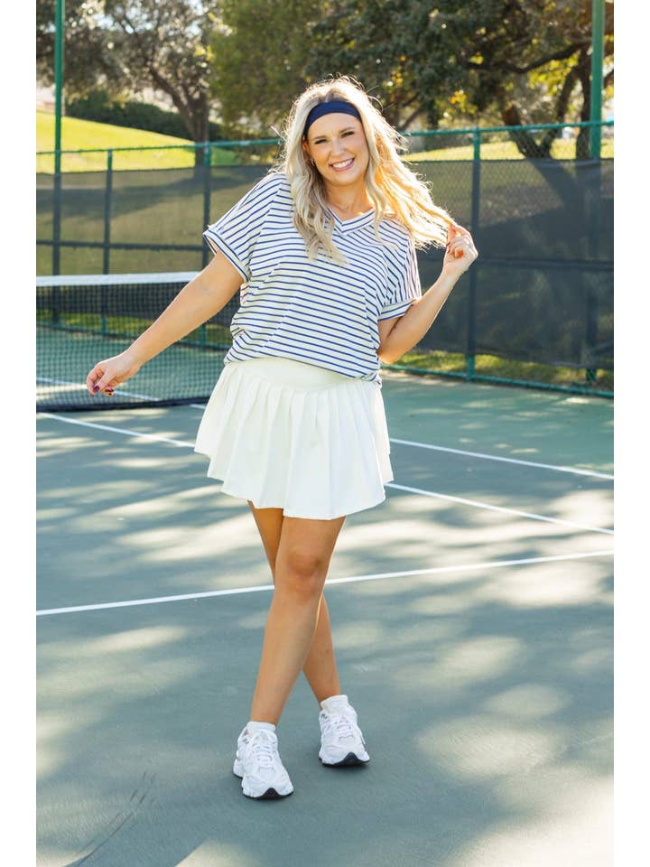 Blanc Jupe-culotte plissée blanche avec poche en vente sur Faire17