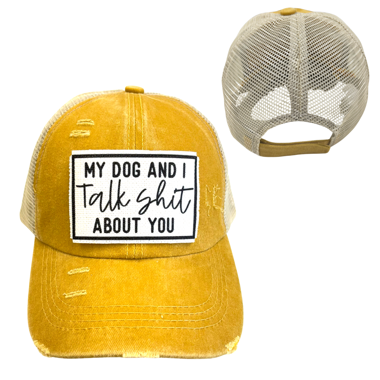 dkhandmade - Vente Casquette de camionneur – unisexe - MY DOG AND I TALK SHIT ABOUT YOU | CHAPEAU UNISEXE | DISTRESSED5