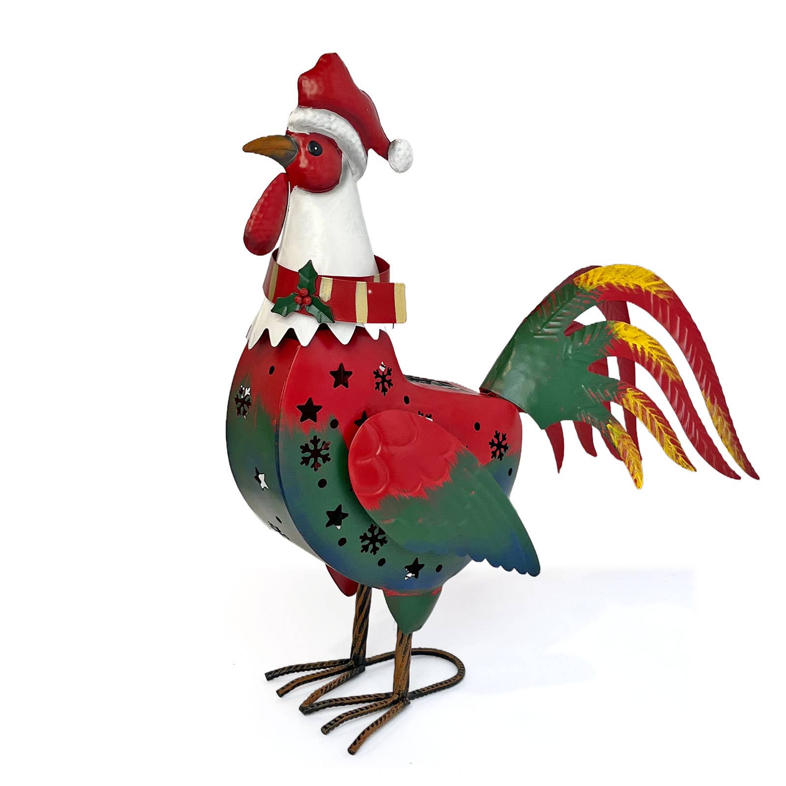 Liffy - Vendita all'ingrosso Ornamenti/decorazioni per esterni - Statua di Gallo Solare di Natale in Metallo per Decorazione da Giardino3