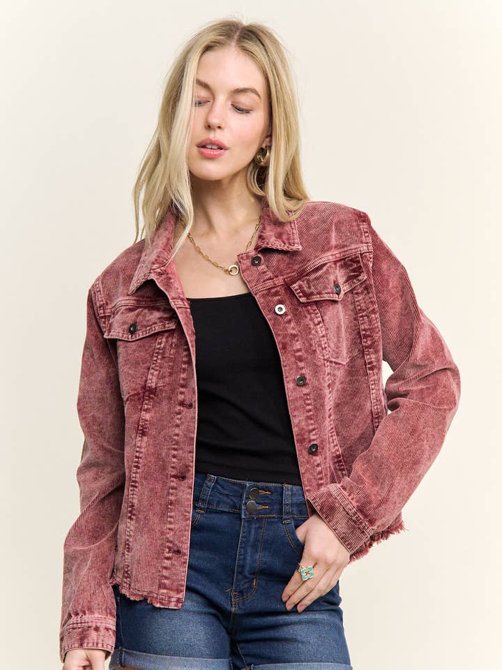 CEJ3662WN-LONG SLV BUTTON DOWN CORDUROY JACKET for wholesale by ADORA LA