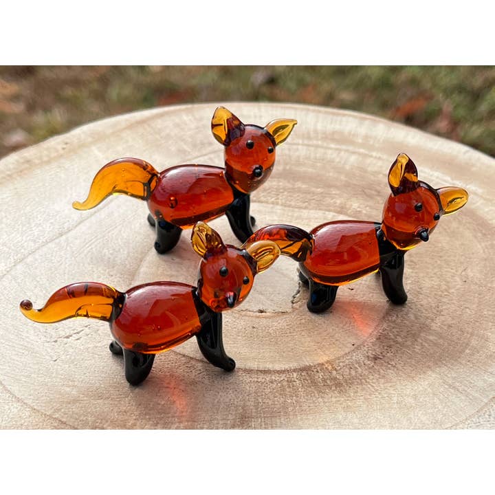 Glass Fox Miniature Decorative Figurine Sitter Collectible for wholesale by SHOPGIVECOURAGE