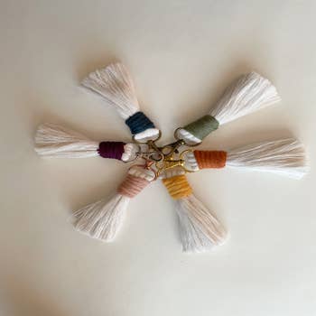 keychain tassels red - organic cotton - handmade in Nepal - bag hanger  Online Wholesale