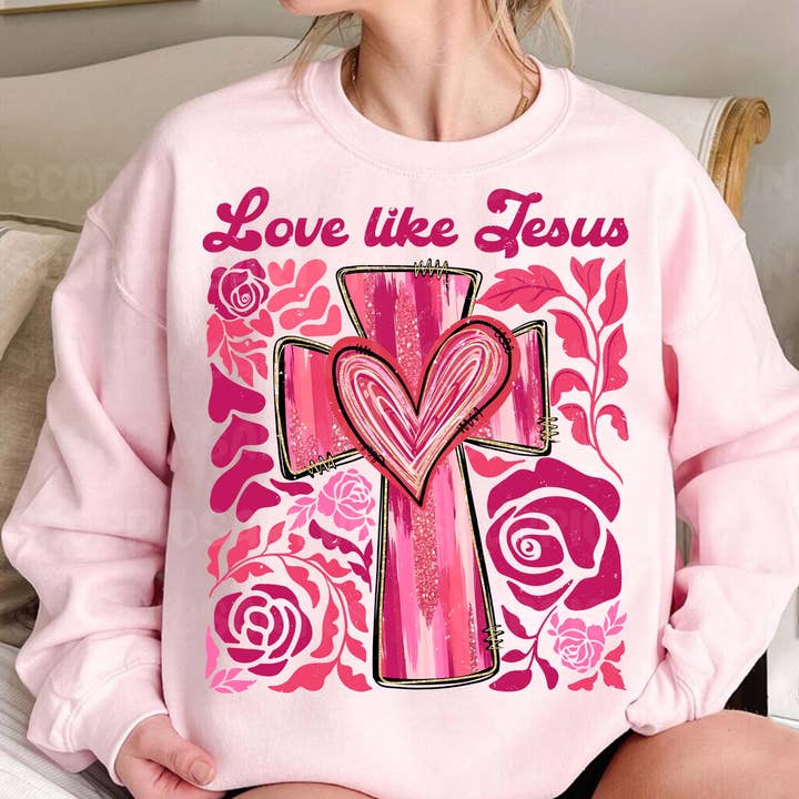 Alla hjärtans dag hjärta kokett rosett sweatshirt, Alla hjärtans dag tröja för wholesale av NVC Ecommerce LLC