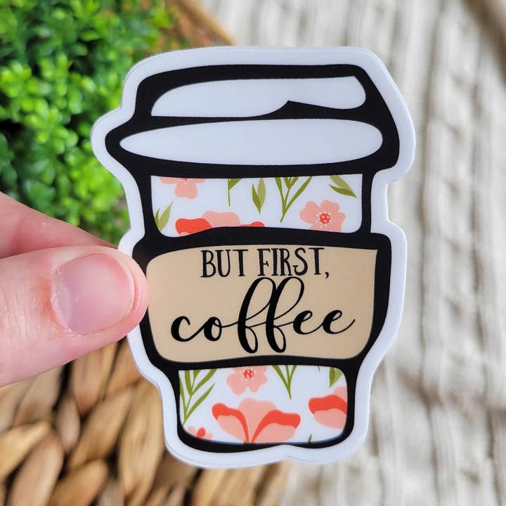 Coffee Sticker, but First Coffee Sticker, Laptop Stickers for wholesale by Eve's Art Shop