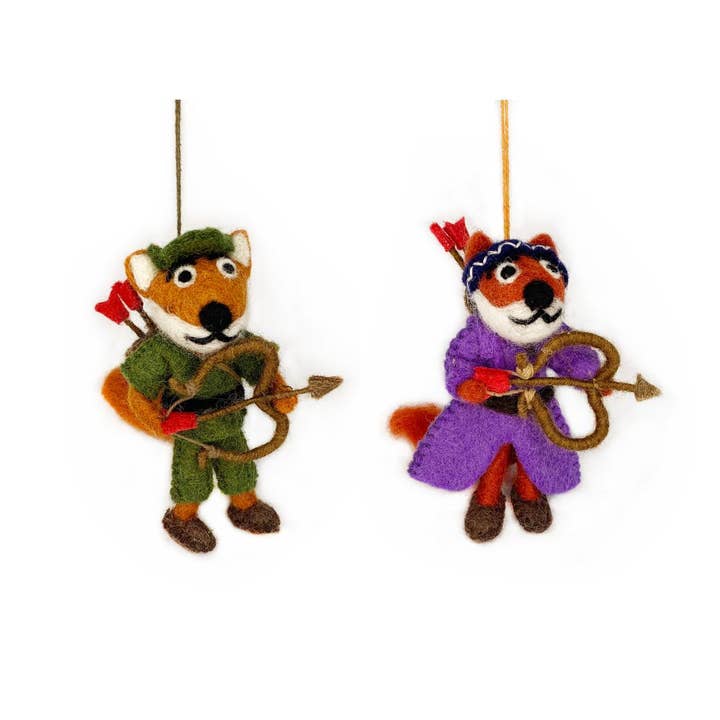 Felt So Good - Wholesale Ornament - Handmade Felt Fox Robin Hood & Maid Marion Decoration10