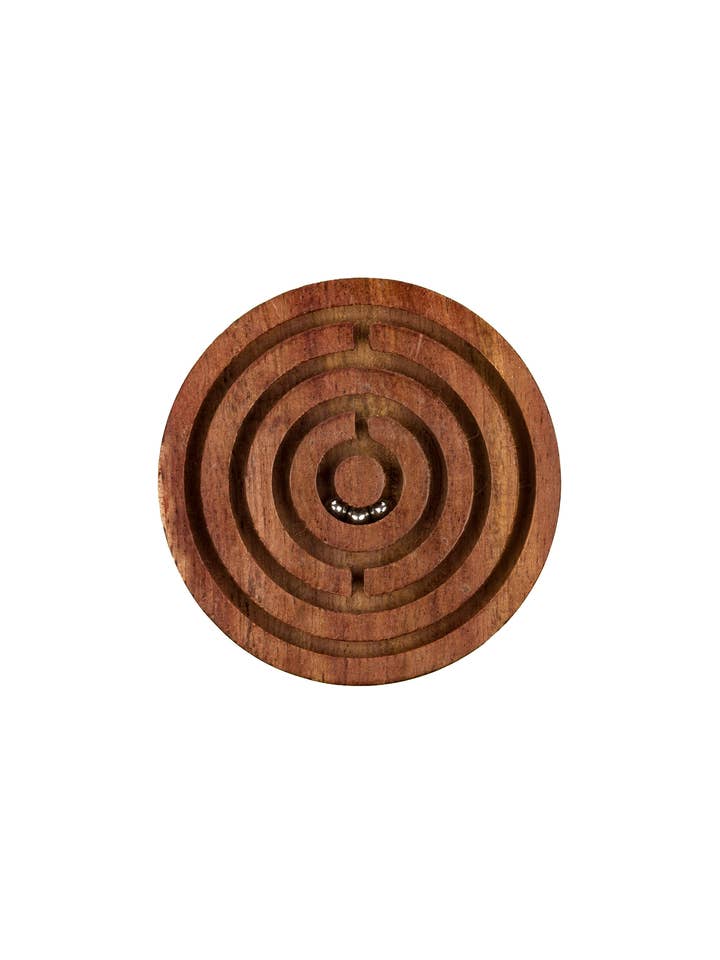 Mini Labyrinth Game - Hand Carved Wood for wholesale by Matr Boomie Fair Trade