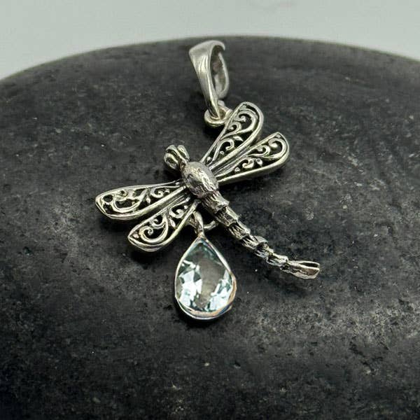 Goddess Design Studio - Wholesale Dangle Earrings - Sterling Silver & Gemstone Dragonfly Pendant5