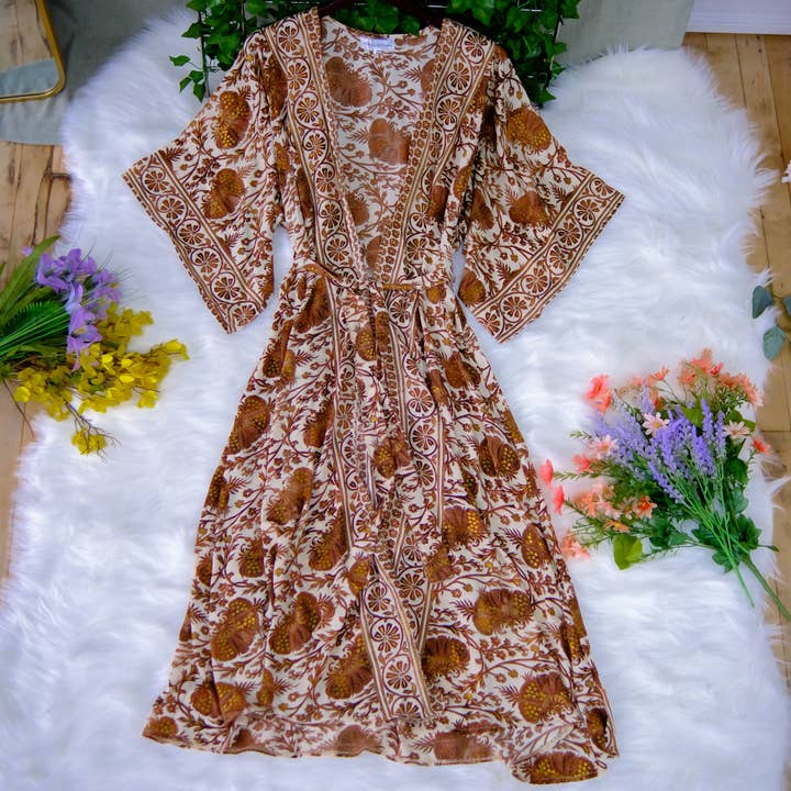 Karma Nepal Crafts - Wholesale Kimono - Women's - Silk Bohemian Style Long Kimono