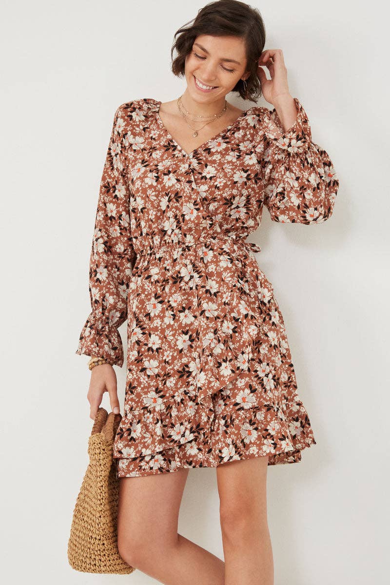 Hayden LA – Vestido - Mulher por atacado – Vestido feminino estampado floral com punho apertado17