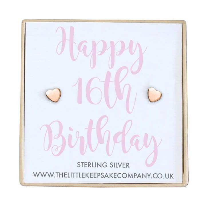 Rose Gold Vermeil Quote Earrings - Happy 16th Birthday for wholesale by The Little Keepsake Company