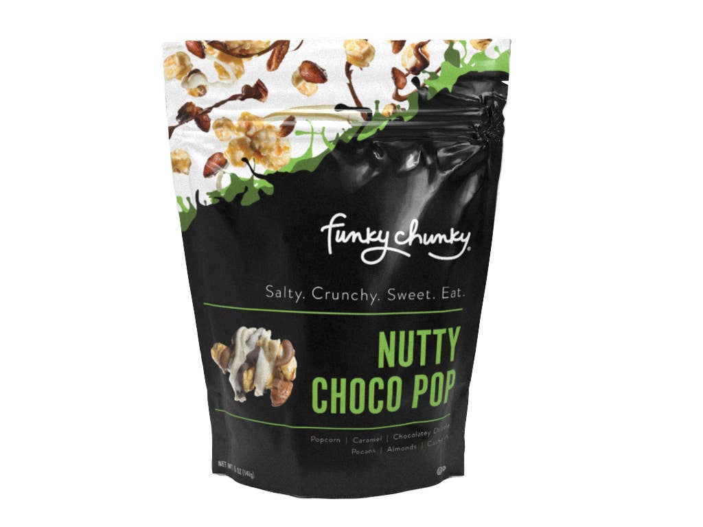 Funky Chunky - Wholesale Popcorn - Nutty Choco Pop | Caramel Corn Chocolate Popcorn | 5-ounce Bags
