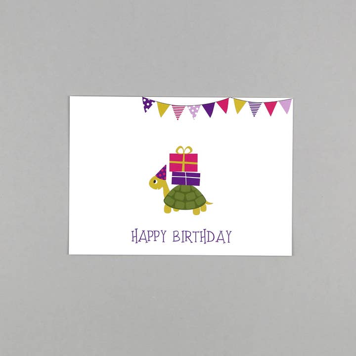 Postcard birthday turtle Max for wholesale by Kunst an Papier