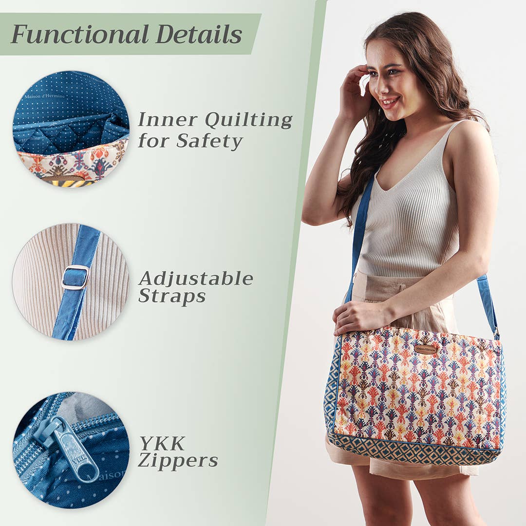 Maison d'Hermine - Design in Every Thread - Wholesale Shoulder Bag - Unisex - Hand Bag 100% Cotton for Everyday/Daily Use - Ikat - Dikat3