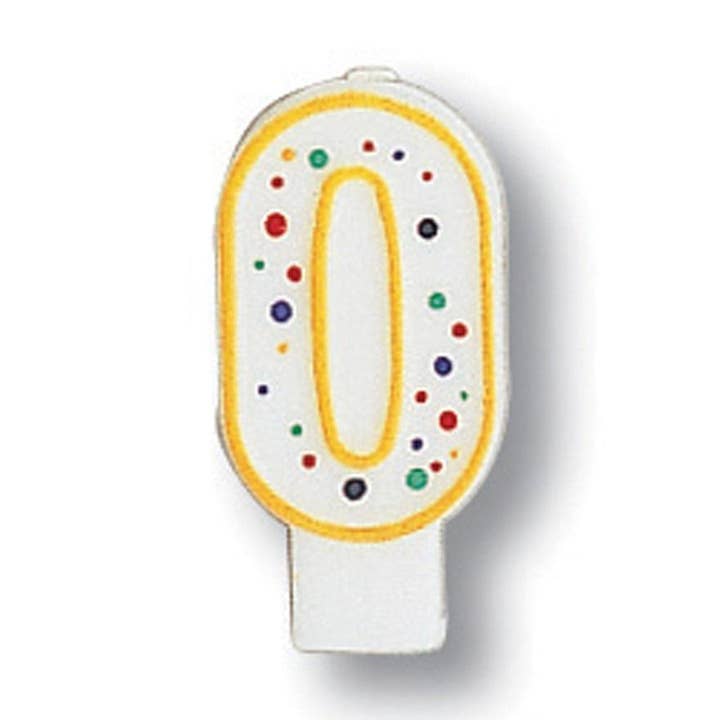 Bougie à pois avec chiffres, numéro 0, boîte de 6 pour la vente par KT Supply