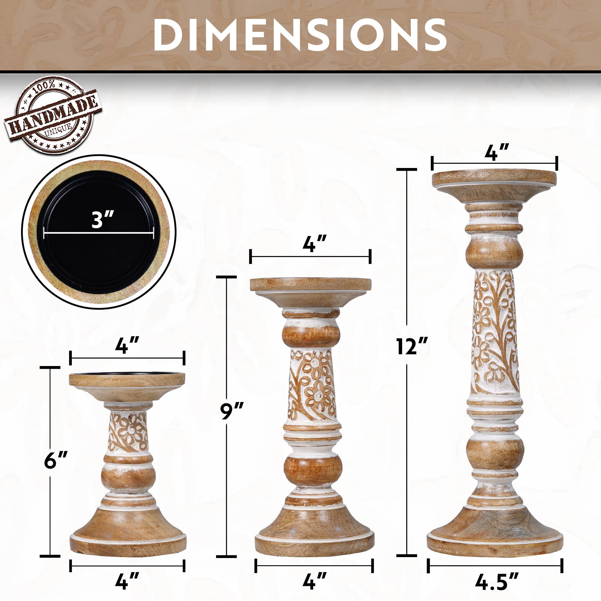 LuxeDesigns Co LLC - Wholesale Candle Holder - Candle Holders Wood - Hand Carved - Artisan Crafted2