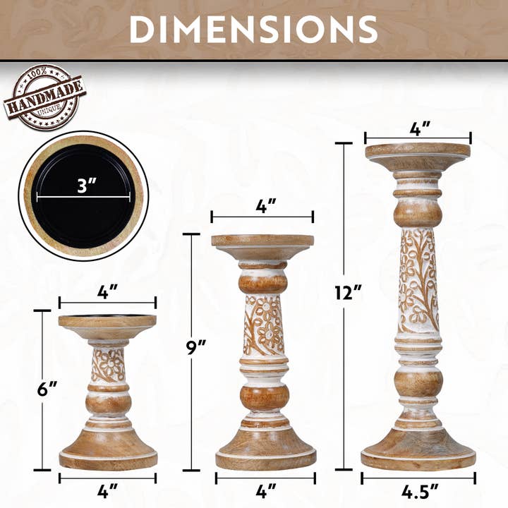 LuxeDesigns Co LLC - Wholesale Candle Holder - Candle Holders Wood - Hand Carved - Artisan Crafted2