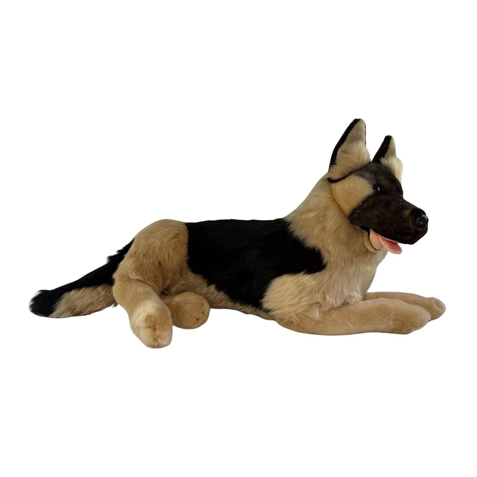 Bocchetta Plush Toys – Engroshandel Tøjdyr - Hund – Kaiser - Schæferhund - 64 cm liggende, sort ansigt3