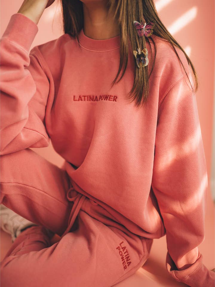 Pink Latina Power Sweatpants for wholesale by Jen Zeano Designs