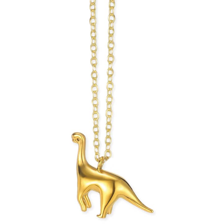 ZAD - Wholesale Pendant/Charm Necklace - Prehistoric Times Gold Brontosaurus Necklace2