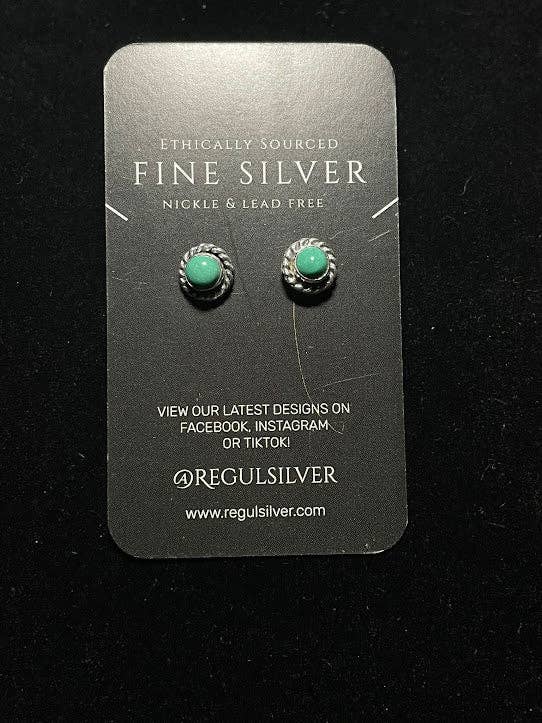 Turquoise authentique | Mini-boucles d'oreilles à tige pour la vente par Regul Silver