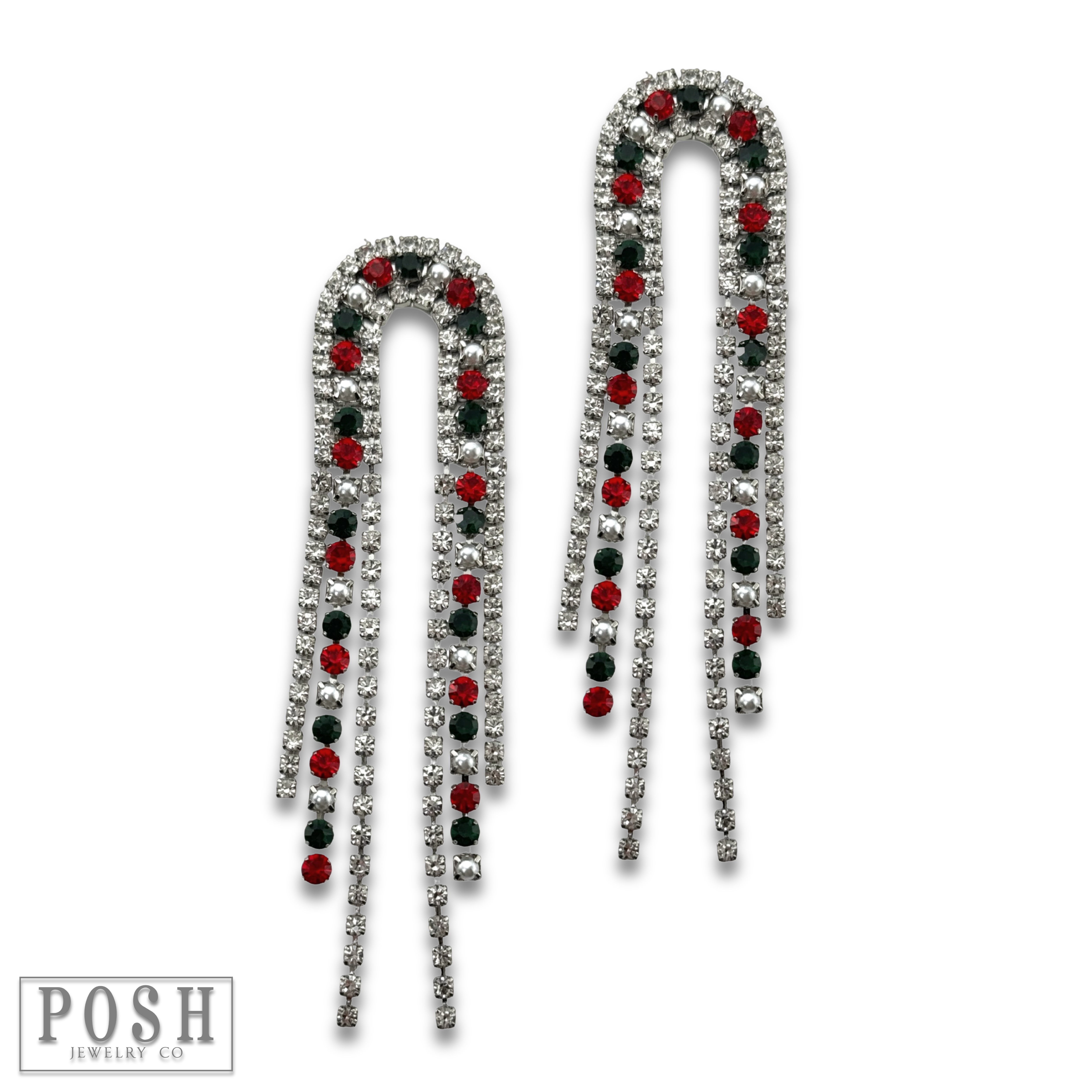 Pink Panache Brands - Wholesale Tassel Earrings - Arched rhinestone fringe earring - LC7