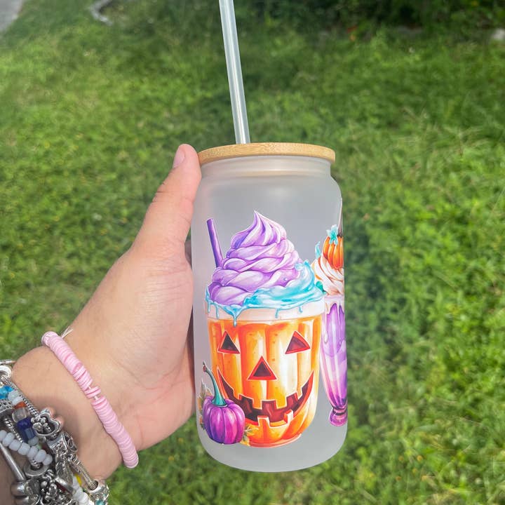 Rose Magnolias - Wholesale Drinkglas/beker - Kleurrijke pompoenen Halloween-beker9