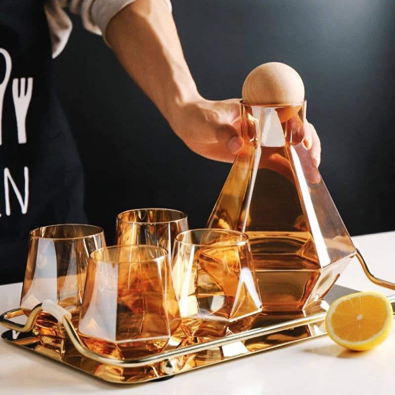 Kiyo Home - Wholesale Drinking Glass/Cup - Glass Drinkware 5-Piece Set | Hexagonal Glassware Set20